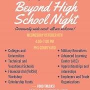 Beyond High School Night informational poster