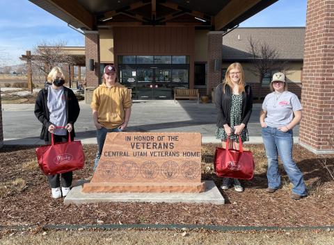 Delivering cards and snack bags to Payson Veterans Home
