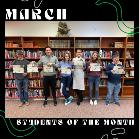 Students of the month pose with their certificates (Myriam not pictured)