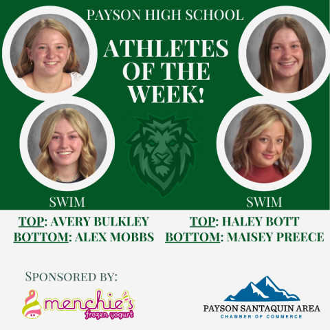 athlete of the week image of 4 students