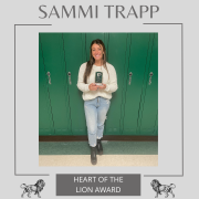 Sammi Trapp posing with her "Heart of the Lion" award